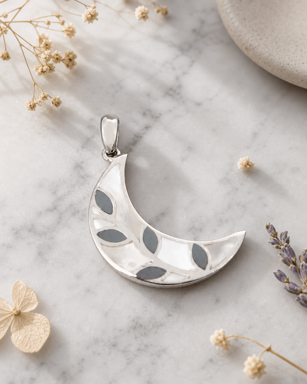 Growth and Change Hematite Inlay Moon Vine Pendant - 