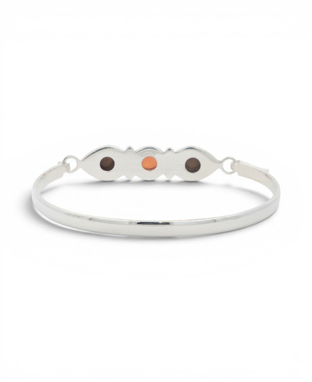 Guided by Courage Bracelet — Tiger's Eye & Carnelian Silver - Plated Cuff - Jewelry