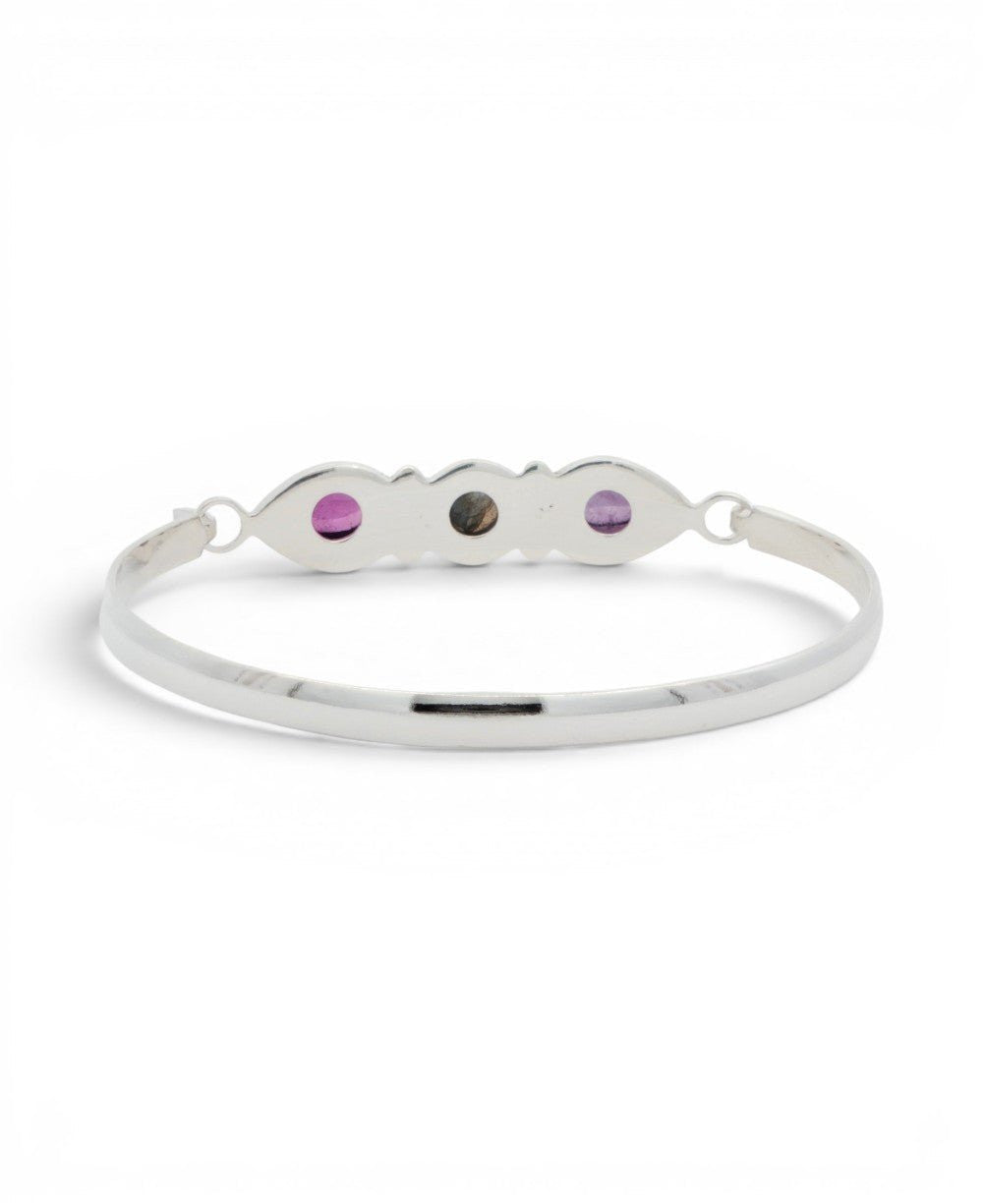Guided by Light Within Amethyst & Labradorite Silver Cuff Bracelet - Jewelry