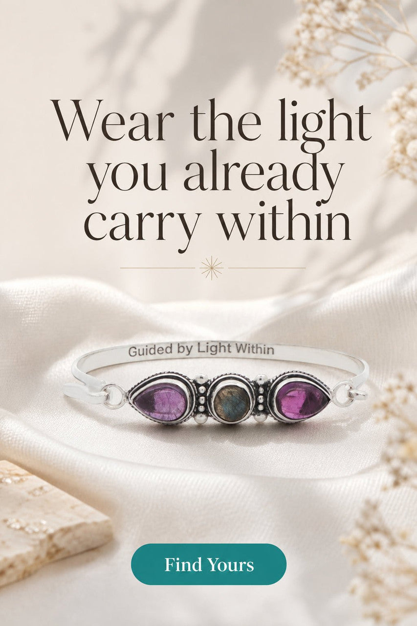 Guided by Light Within Amethyst & Labradorite Silver Cuff Bracelet - Jewelry