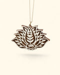 Hand - Carved Mango Wood Hamsa & Lotus Ornaments – Set of 2 - Posters, Prints, & Visual Artwork