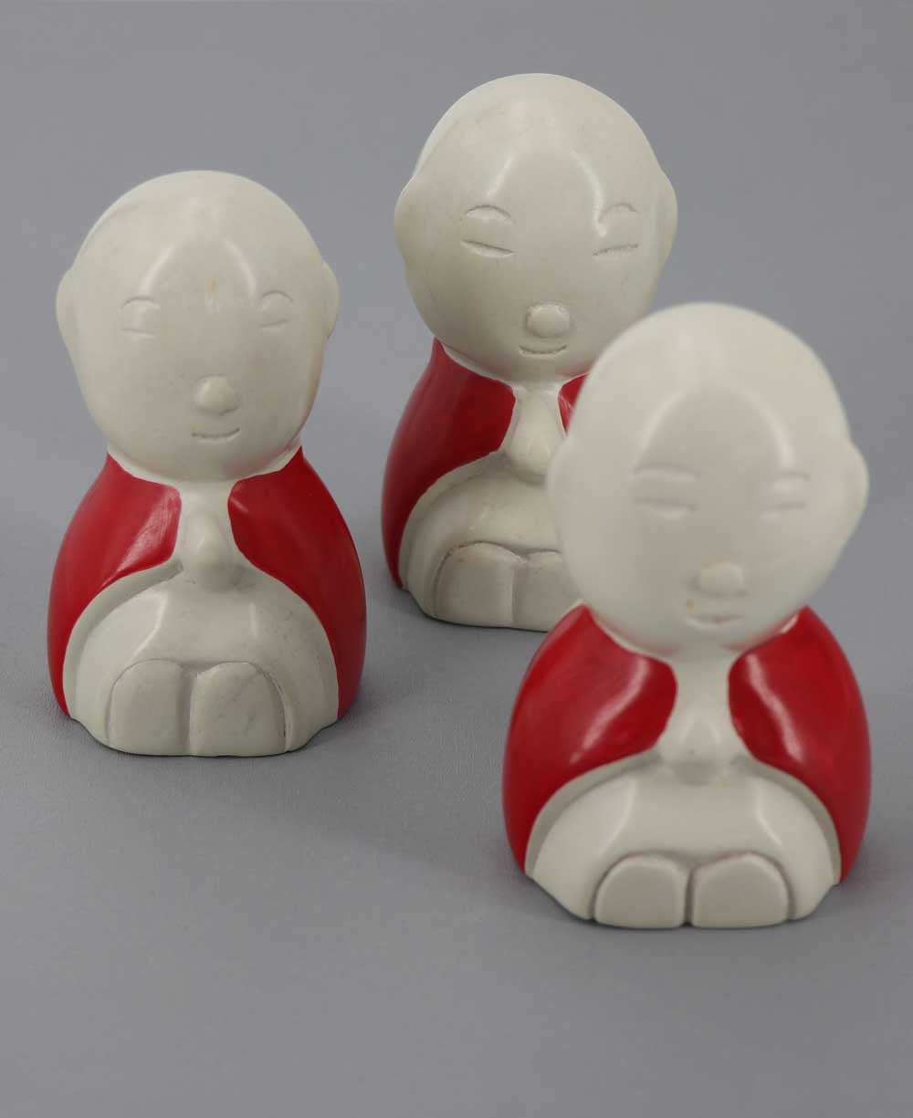 Hand Carved Mini Jizo Monk Statue, Artistan-made in Kenya - Sculptures & Statues