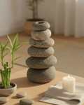 Handcrafted Cairn Vase with Stacked Beach Stones — 7 Inch Natural Stone Bud Vase - Home Decor