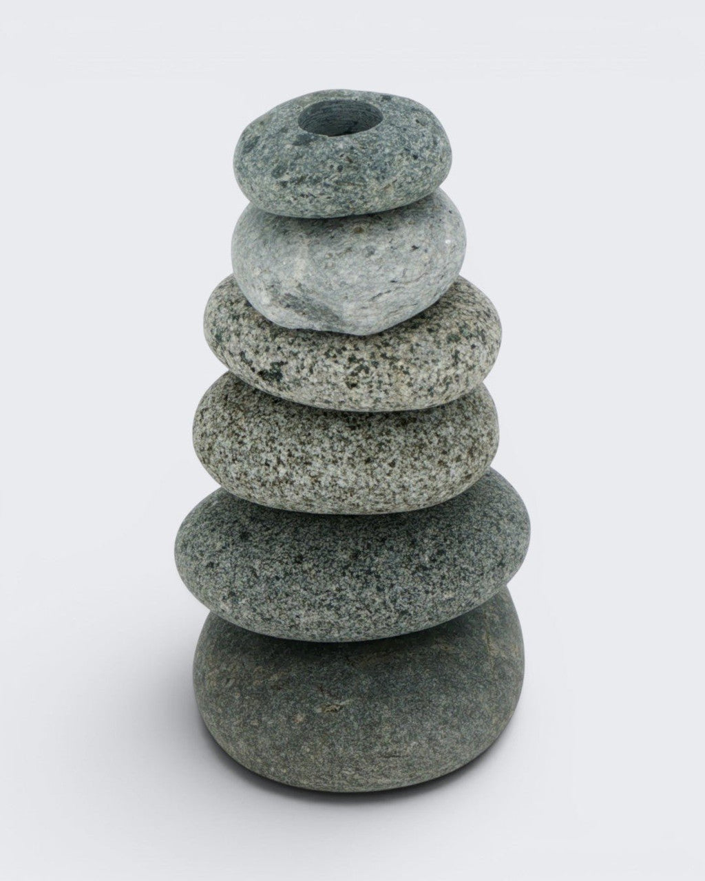 Handcrafted Cairn Vase with Stacked Beach Stones — 7 Inch Natural Stone Bud Vase - Home Decor