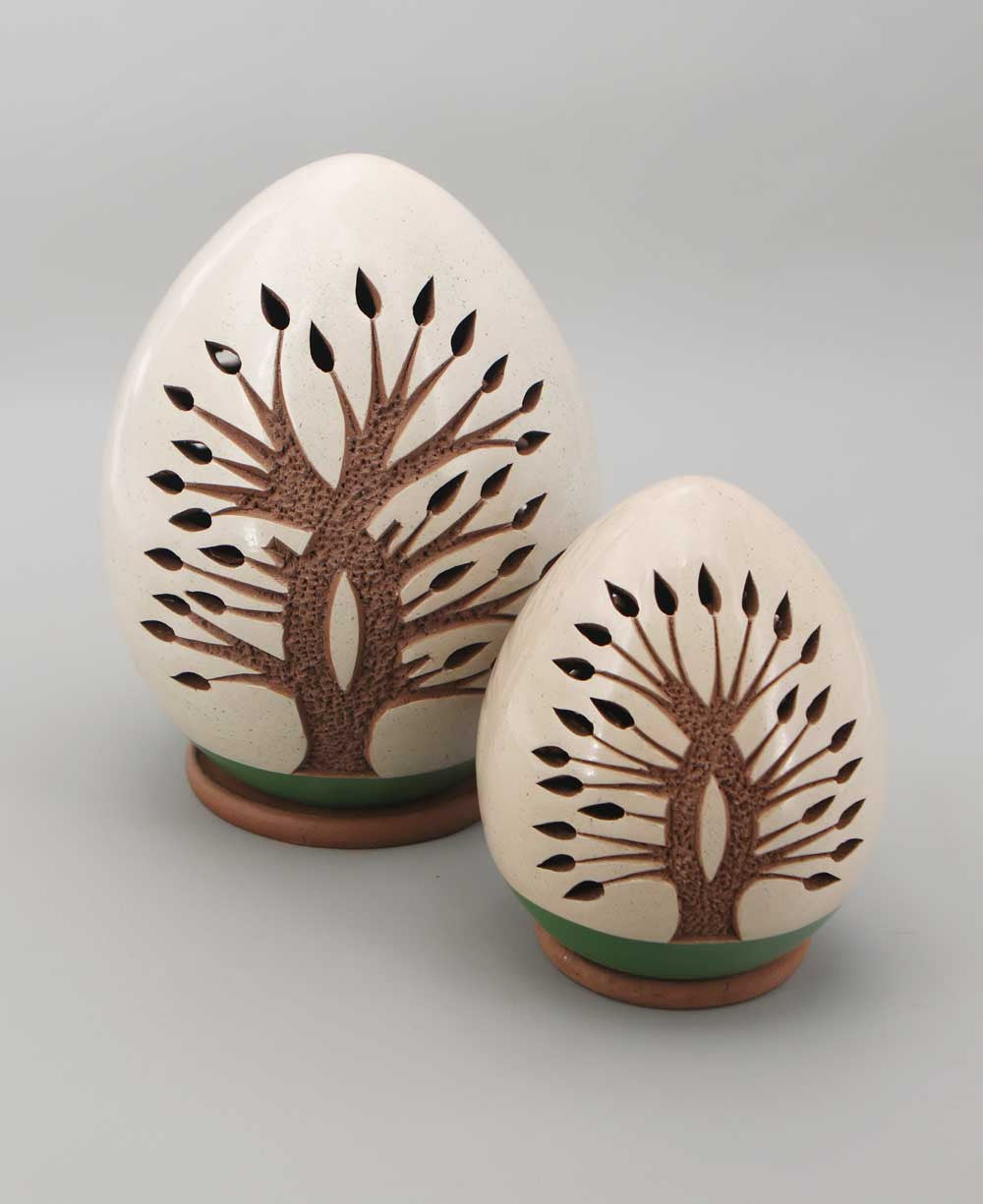 Handcrafted Tree of Life Ceramic Luminary / Tea Light Holder - Lamps Small