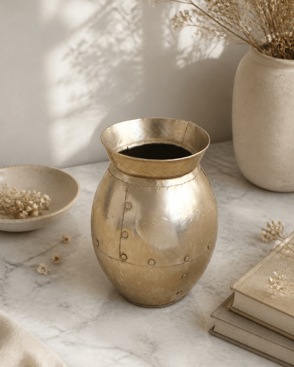 Handmade Iron Punched Decorative Vase, India - Accents