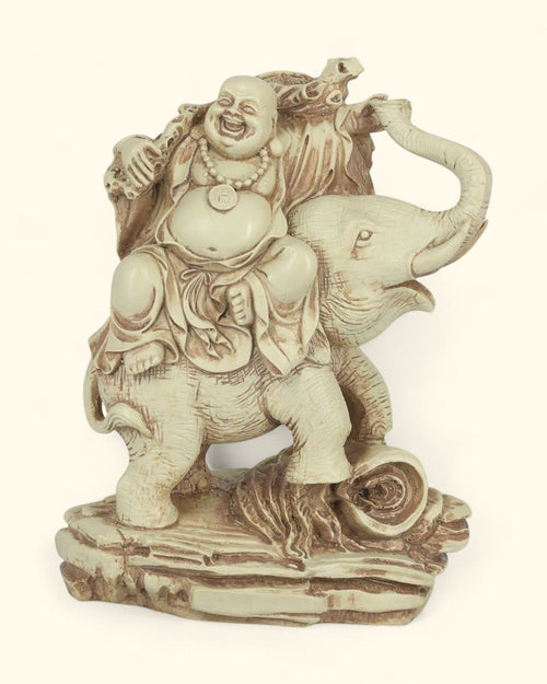 Happy Buddha and Elephant Statue - Sculptures & Statues