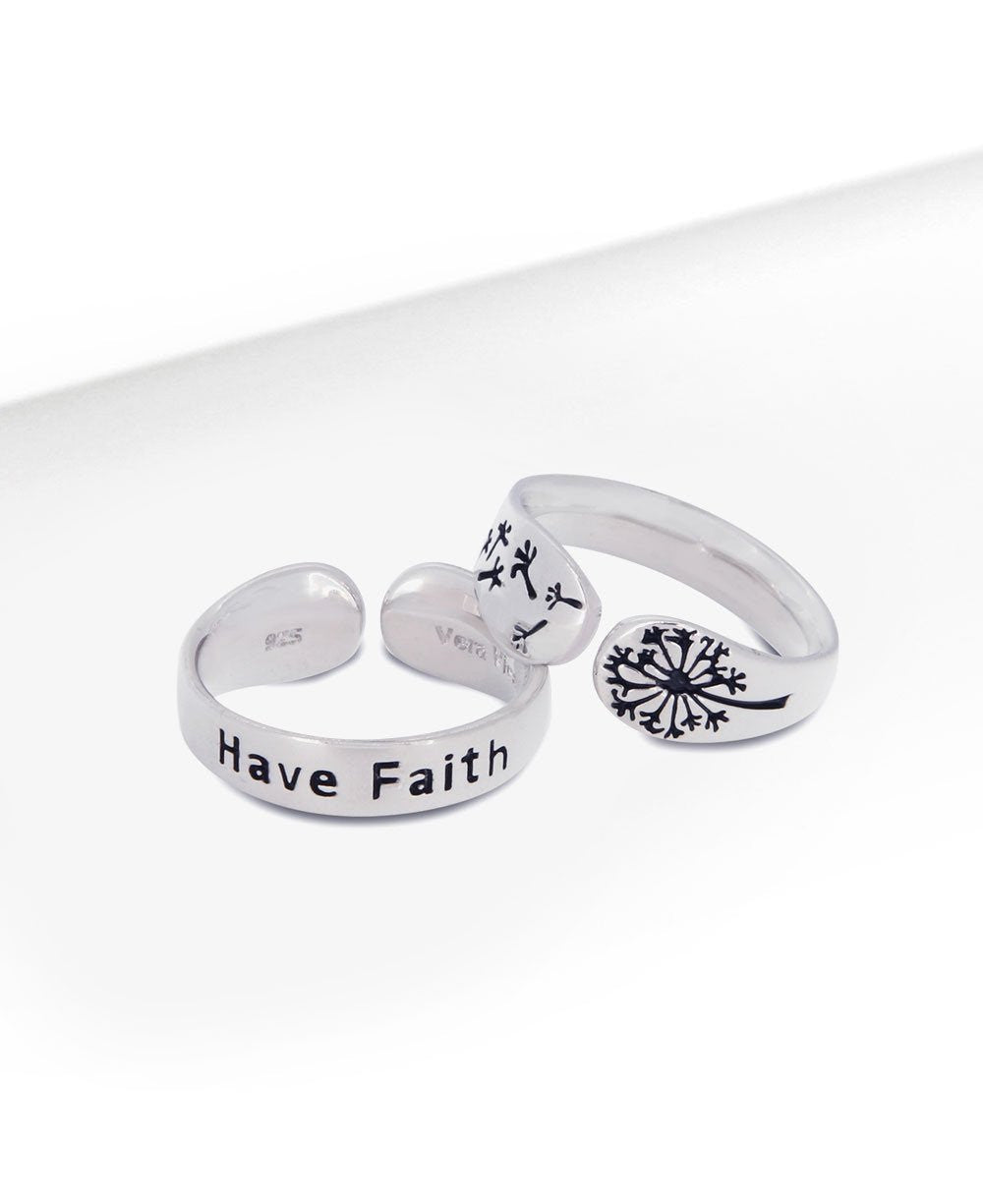 Have Faith Sterling Adjustable Dandelion Ring - Rings