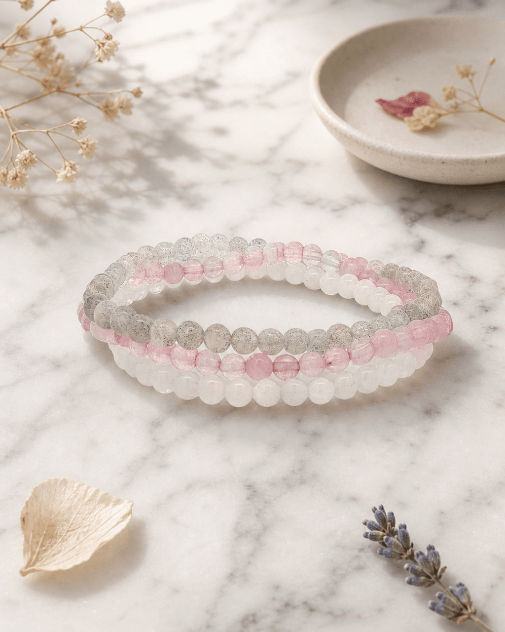 Healing Gemstone Goddess Energy Bracelets, Set of 3 - Bracelets