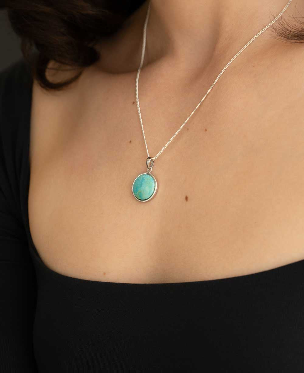 Healing Turquoise Sterling Silver Pendant - Charms & Pendants