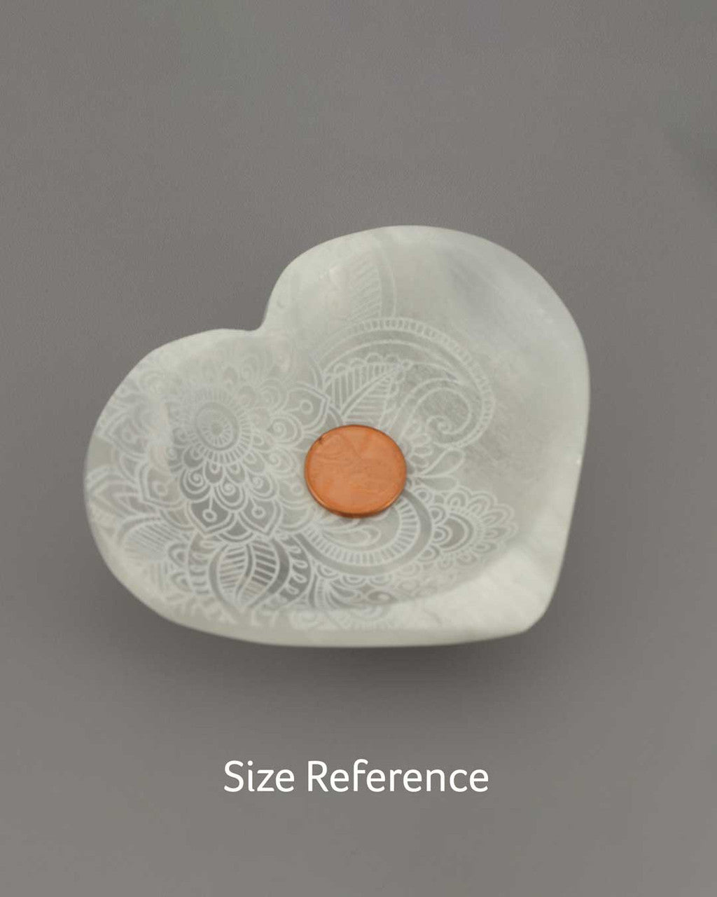 Henna Heart Selenite Dish – Hand - Carved Crystal Jewelry Bowl - Bowls