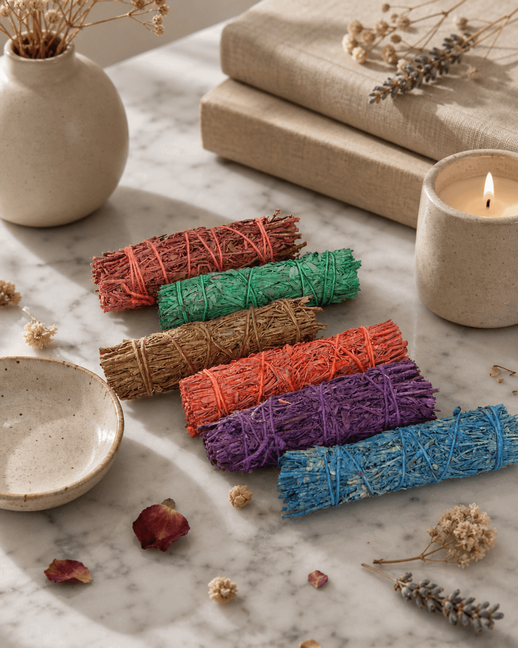 Herbs Infused Aromatic Smudging Sage Set of 6 Bundles - Incense