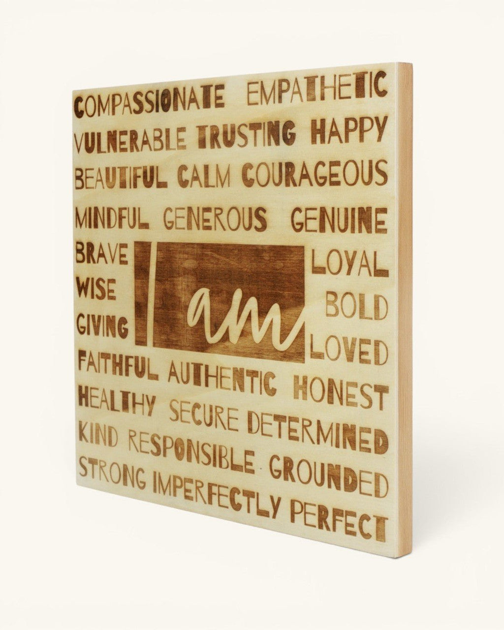 I Am Affirmation Wood Wall Hanging — 12 Inch Laser-Engraved Mindful Decor - Wall Decor