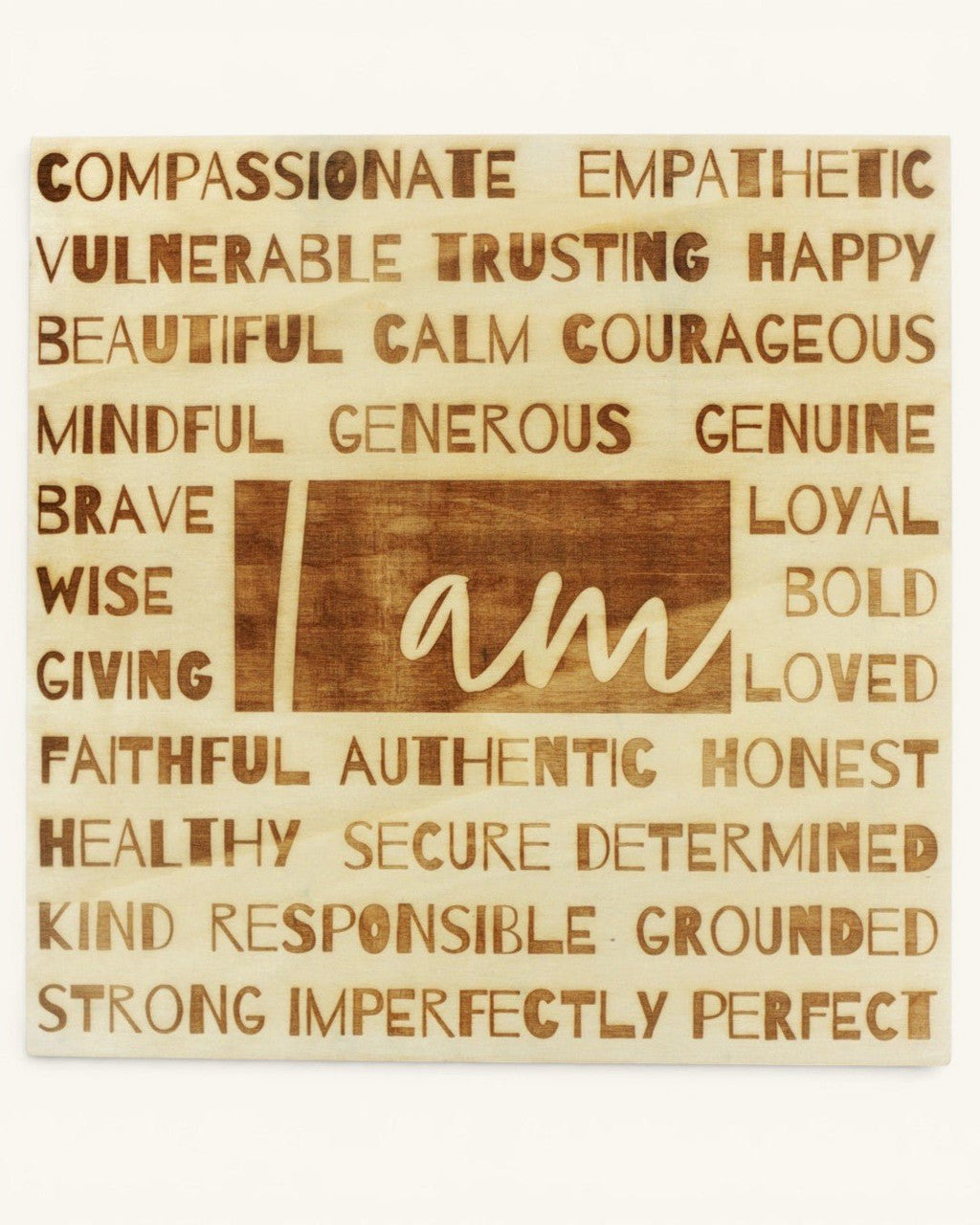 I Am Affirmation Wood Wall Hanging — 12 Inch Laser-Engraved Mindful Decor - Wall Decor