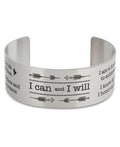 I Can And I Will Stainless Steel Inspirational Cuff Bracelet - Bracelets