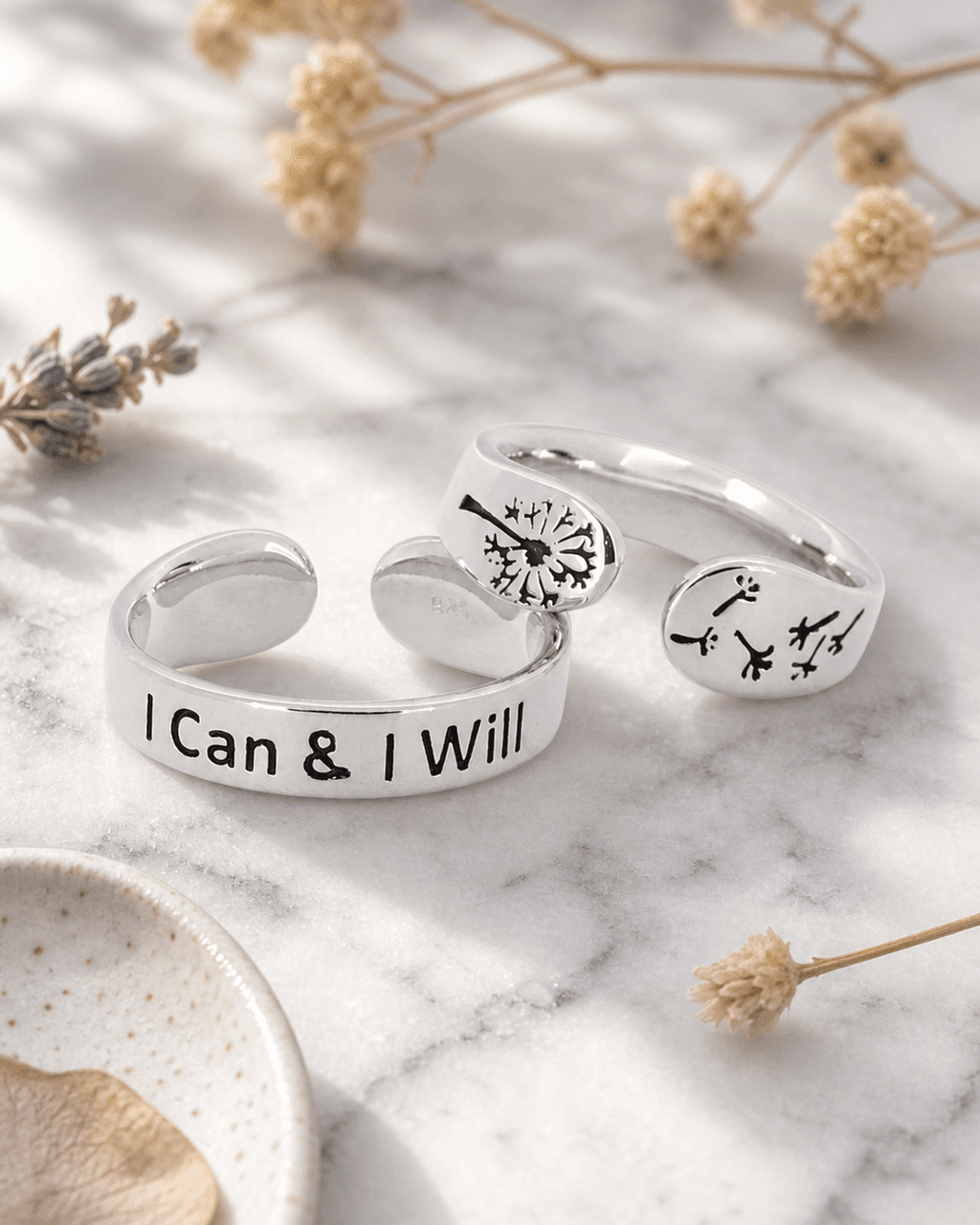 I Can & I Will Adjustable Inspirational Sterling Silver Ring - Rings