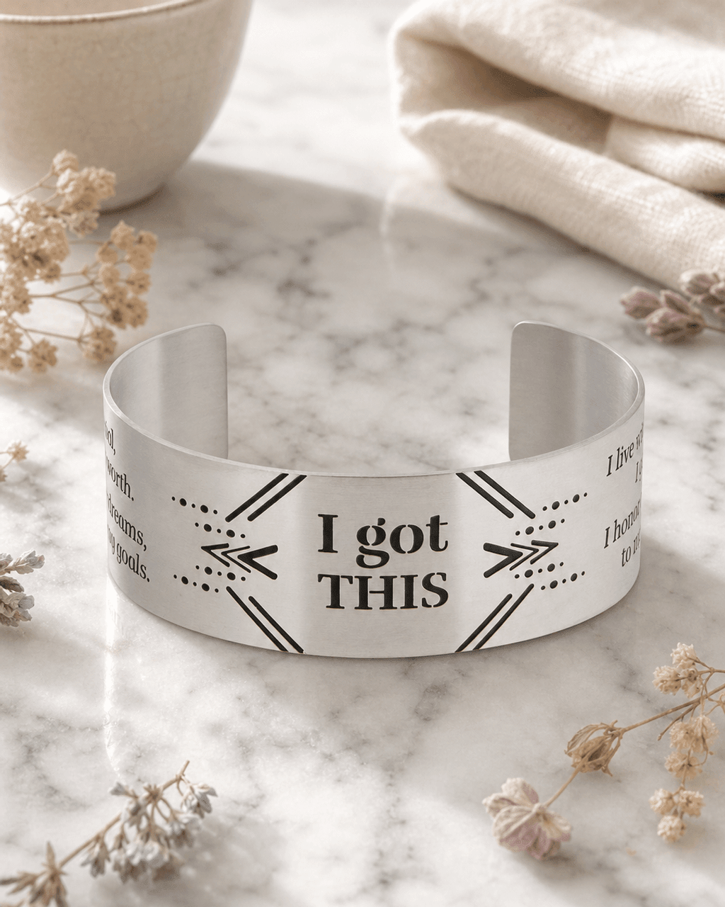 I Got This Affirmation Stainless Steel Adjustable Cuff Bracelet - Bracelets