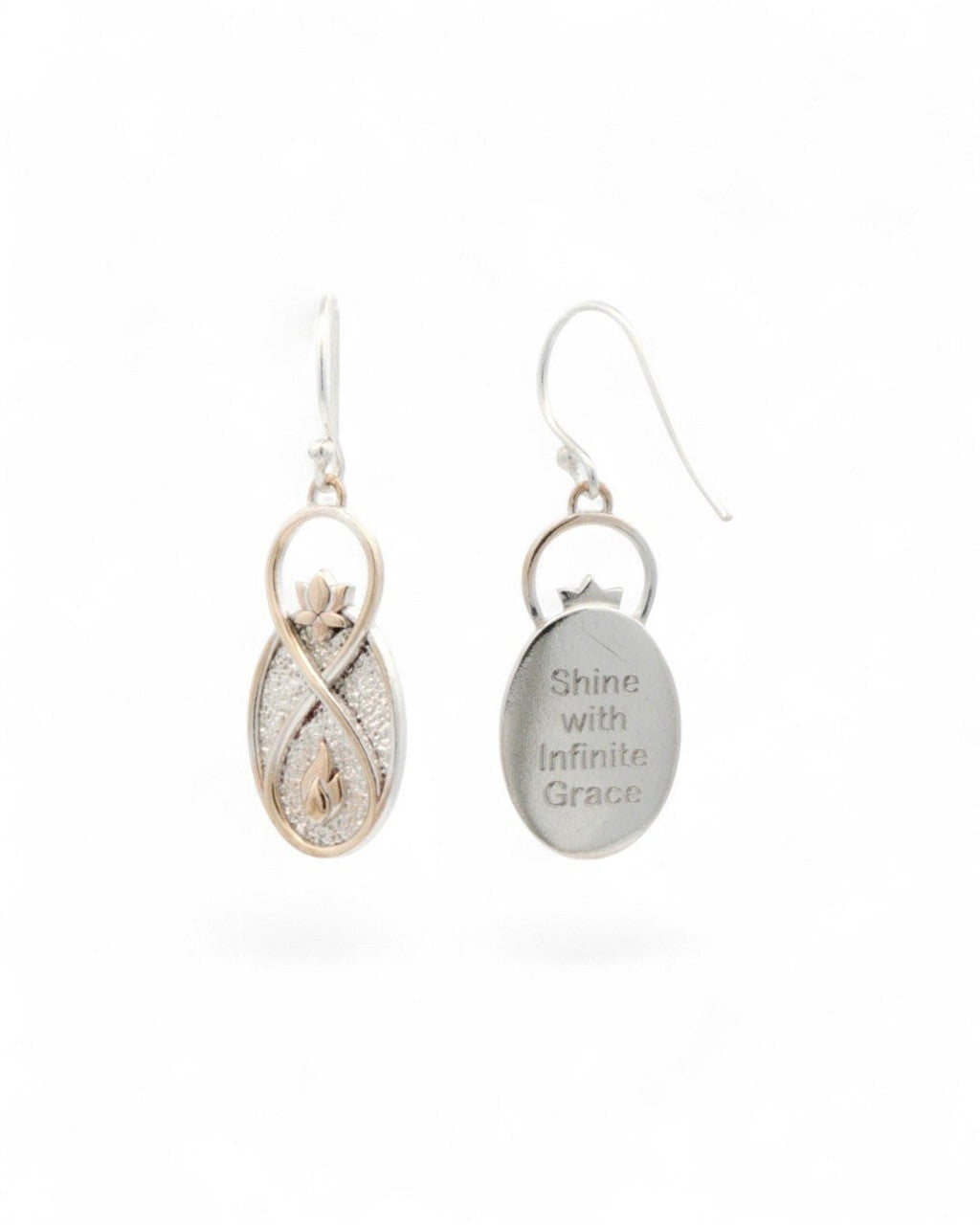 Infinite Lotus Earrings — Silver Plated Bronze Drop Earrings with Flame Motif - Earrings