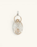 Infinite Lotus & Flame Pendant — Handmade Silver - Tone Charm - Pendant