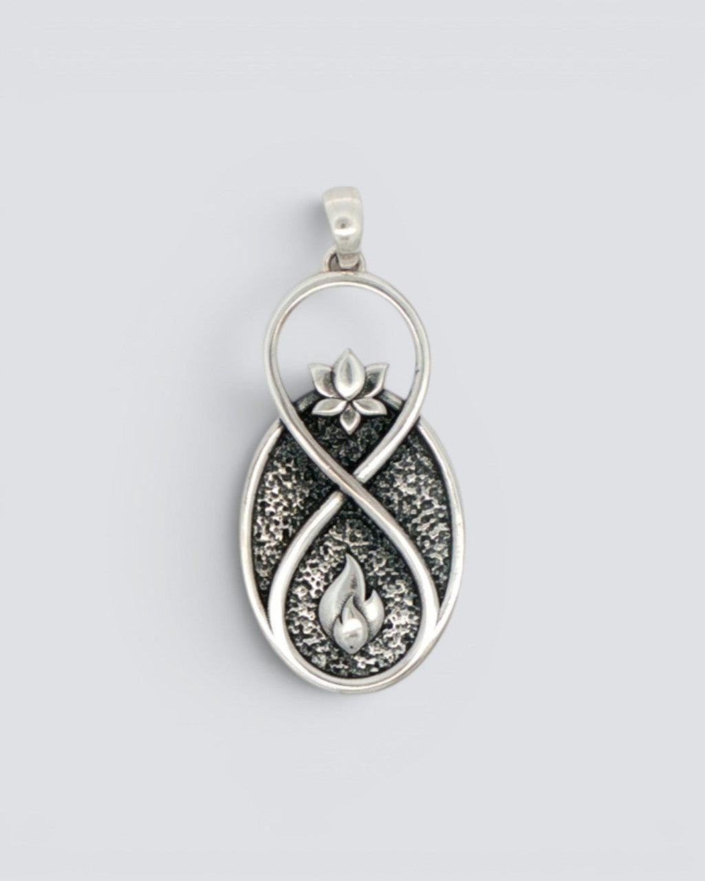 Infinite Lotus Flame Pendant — Silver - Plated Symbolic Necklace Charm - Pendant