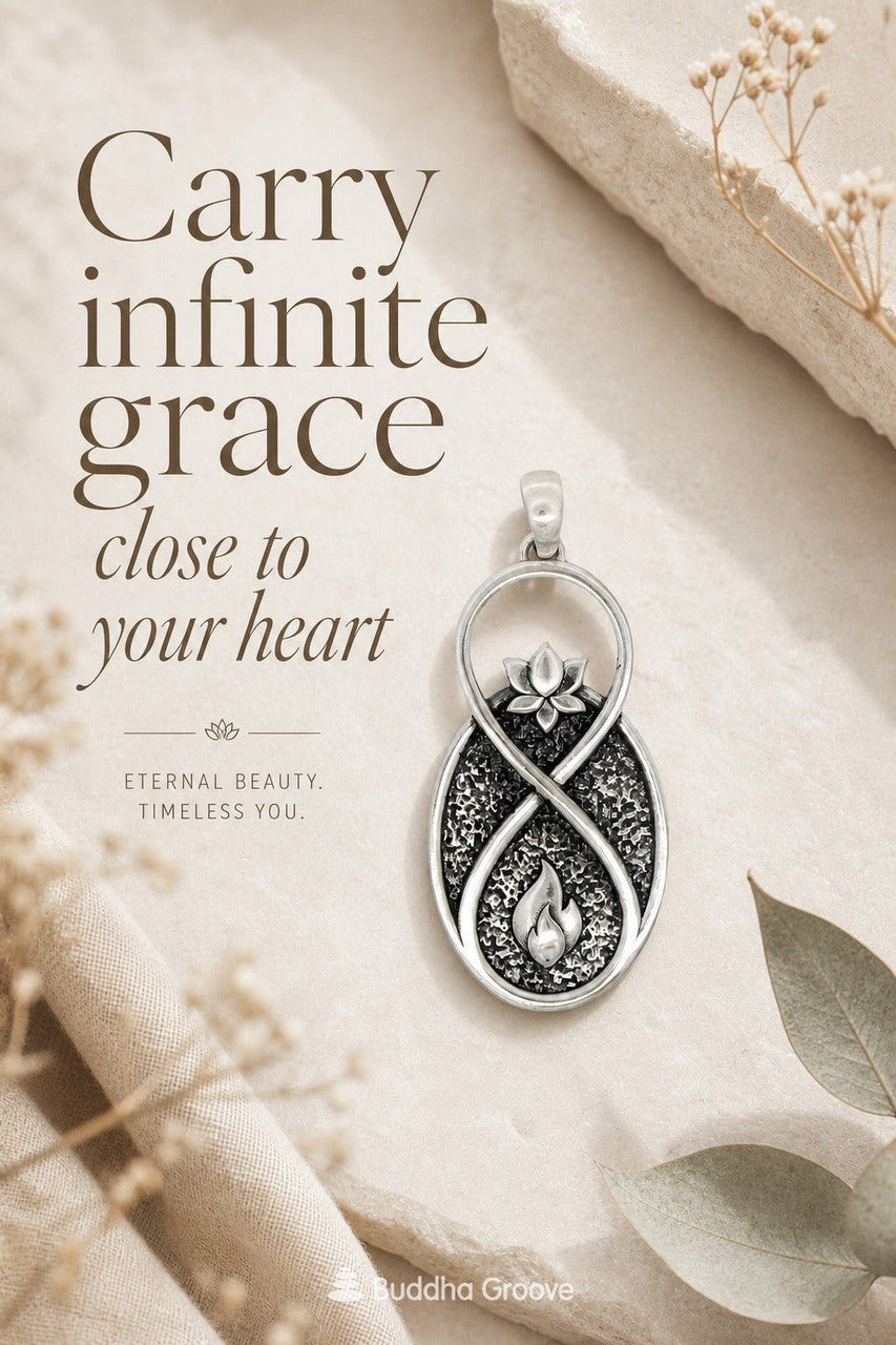 Infinite Lotus Flame Pendant — Silver-Plated Symbolic Necklace Charm - Pendant