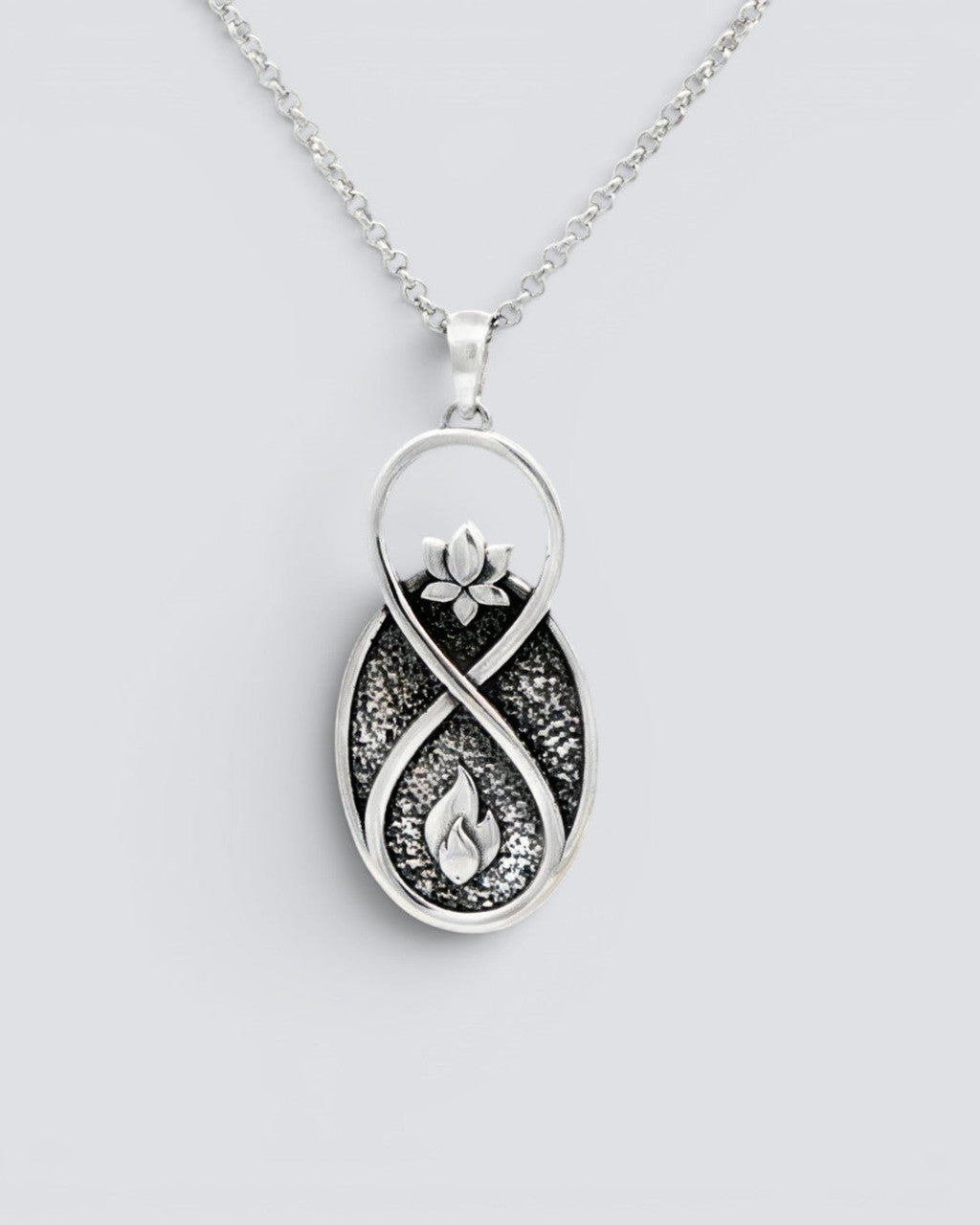 Infinite Lotus Flame Pendant — Silver - Plated Symbolic Necklace Charm - Pendant