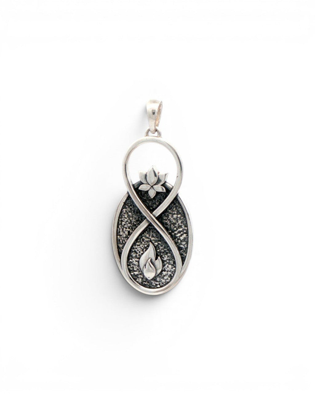 Infinite Lotus Flame Pendant — Silver - Plated Symbolic Necklace Charm - Pendant