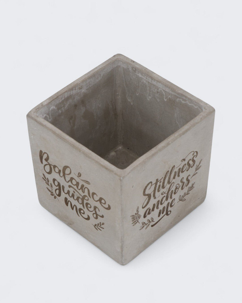 Inspirational Cast Stone Planter – 4 - Sided Engraved “Stillness Anchors Me” Cement Pot - Pots & Planters