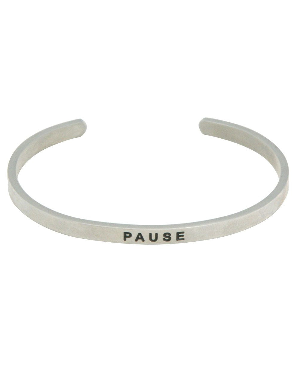 Inspirational Engraved Cuff Bracelet, Pause - Bracelets