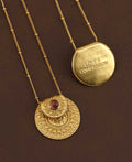 Inspirational Gold Plated Mandala Necklace with Tourmaline Stone - Necklaces
