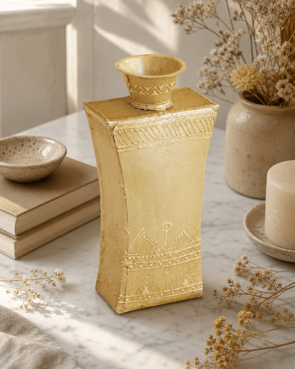 Iridescent Concave Cream Vase - Vase