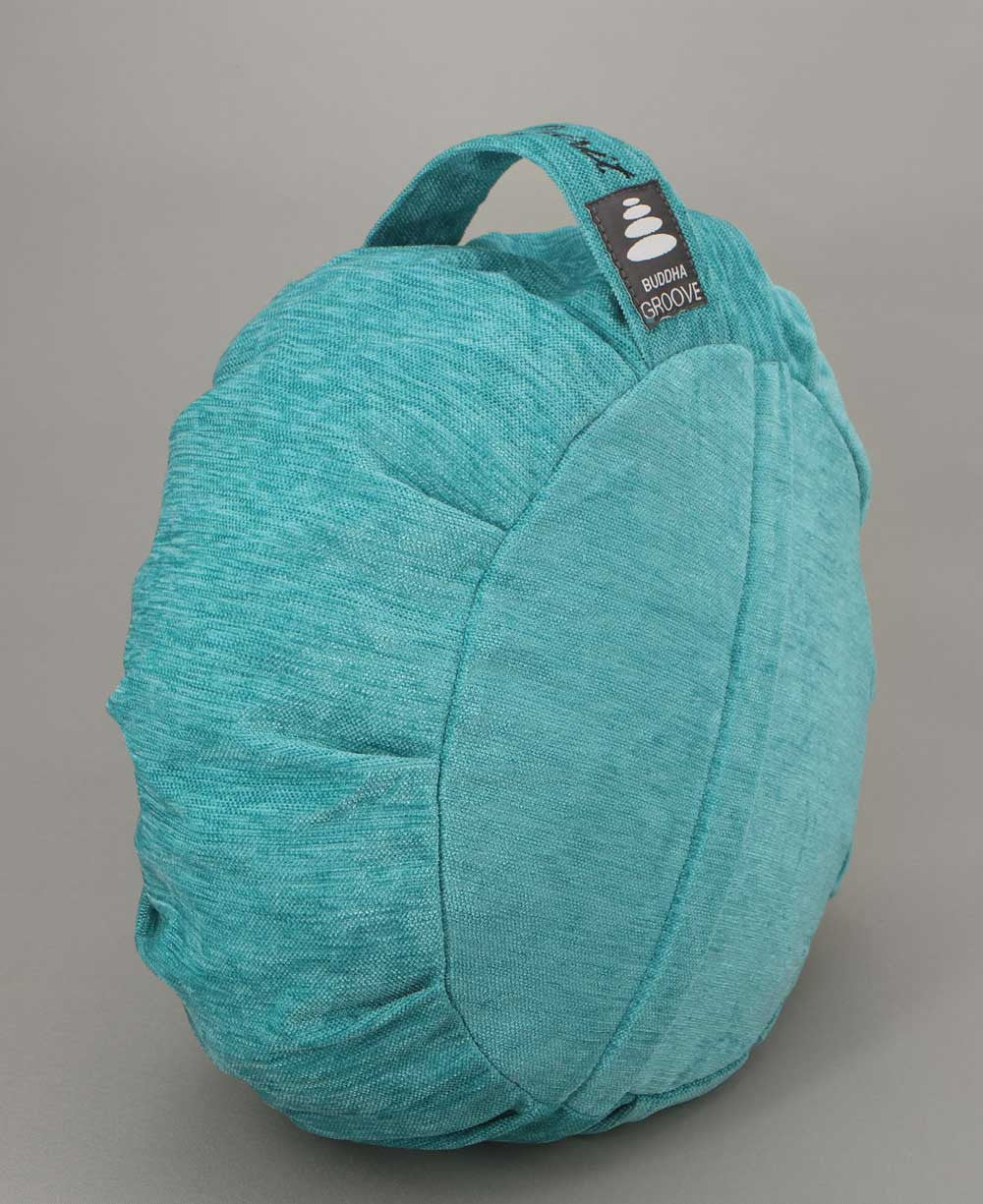 Just Breathe Turquoise Chenille Meditation Zafu Cushion, Buckwheat Insert - Massage Cushions
