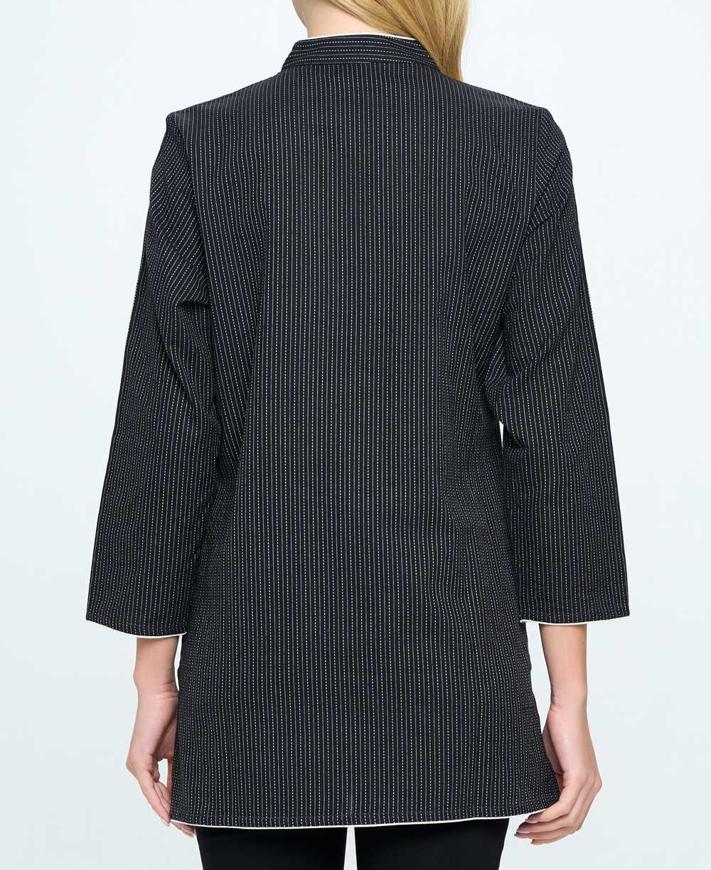 Kantha Stitch Black Threaded Cotton Tunic Top - Shirts & Tops S