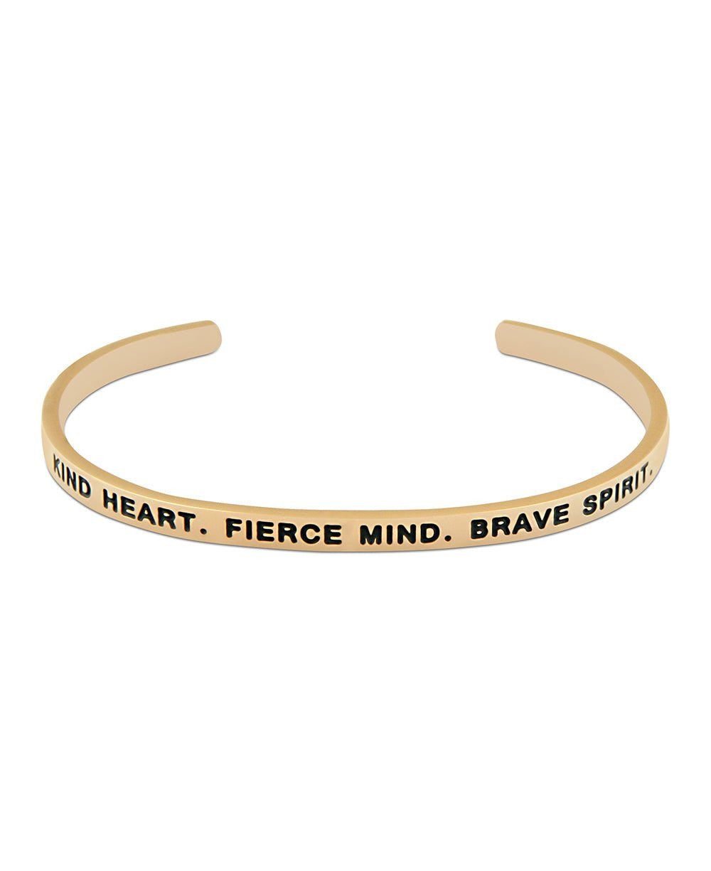 Kind Fierce Brave Cuff Bracelet, Multiple Finishes - Bracelets Silver