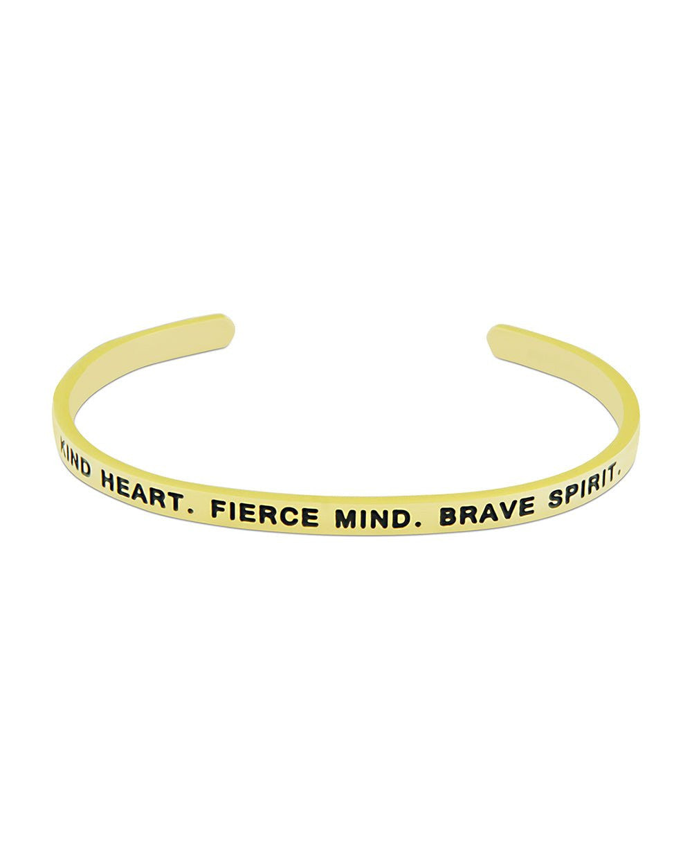 Kind Fierce Brave Cuff Bracelet, Multiple Finishes - Bracelets Silver