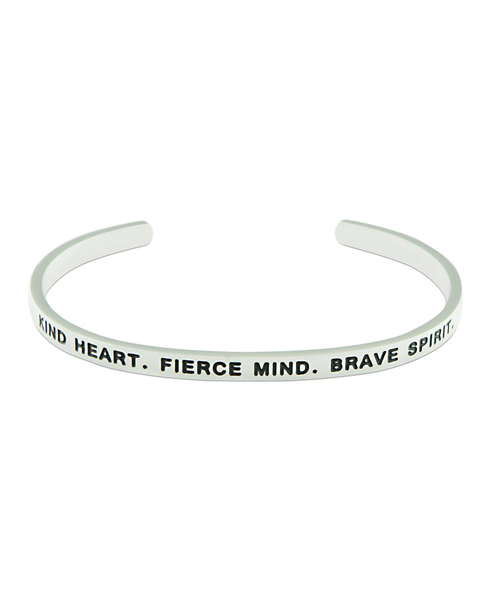 Kind Fierce Brave Cuff Bracelet, Multiple Finishes - Bracelets Silver