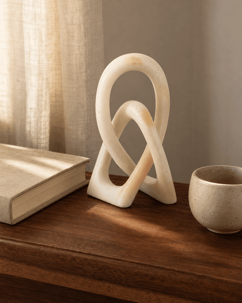 Kisii Eternity Knot Soapstone Statue, Kenya - Statues White
