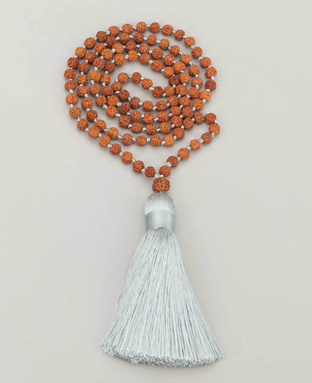 Knotted Rudraksha Mala, 108 Beads - Prayer Beads 6mm