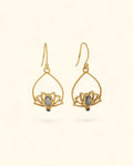 Labradorite Lotus Drop Earrings - Earrings