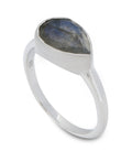 Labradorite Teardrop Shaped Gemstone Sterling Ring - Rings Size 6