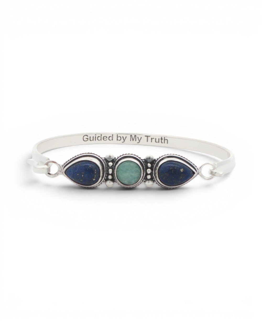 Lapis & Amazonite Three - Stone Cuff Bracelet — Guided by My Truth - Jewelry