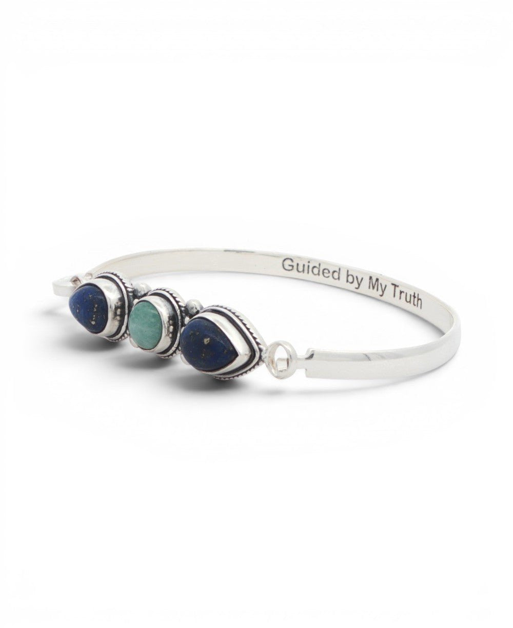 Lapis & Amazonite Three - Stone Cuff Bracelet — Guided by My Truth - Jewelry