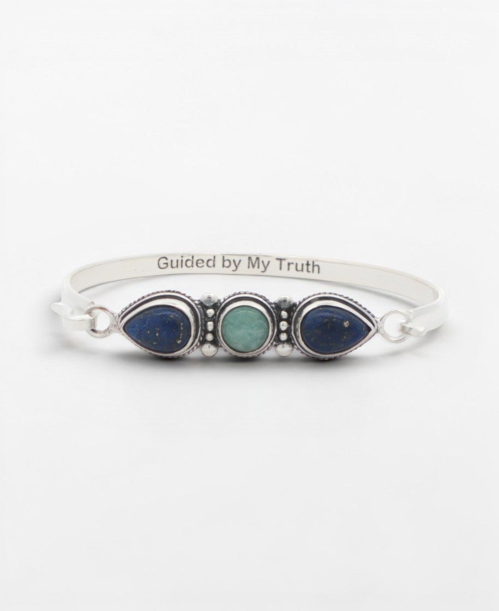 Lapis & Amazonite Three - Stone Cuff Bracelet — Guided by My Truth - Jewelry