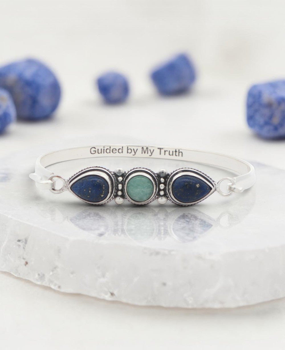 Lapis & Amazonite Three - Stone Cuff Bracelet — Guided by My Truth - Jewelry