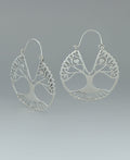 Large Tree of Life Human Spirit Sterling Silver Hoop Earrings - Earrings