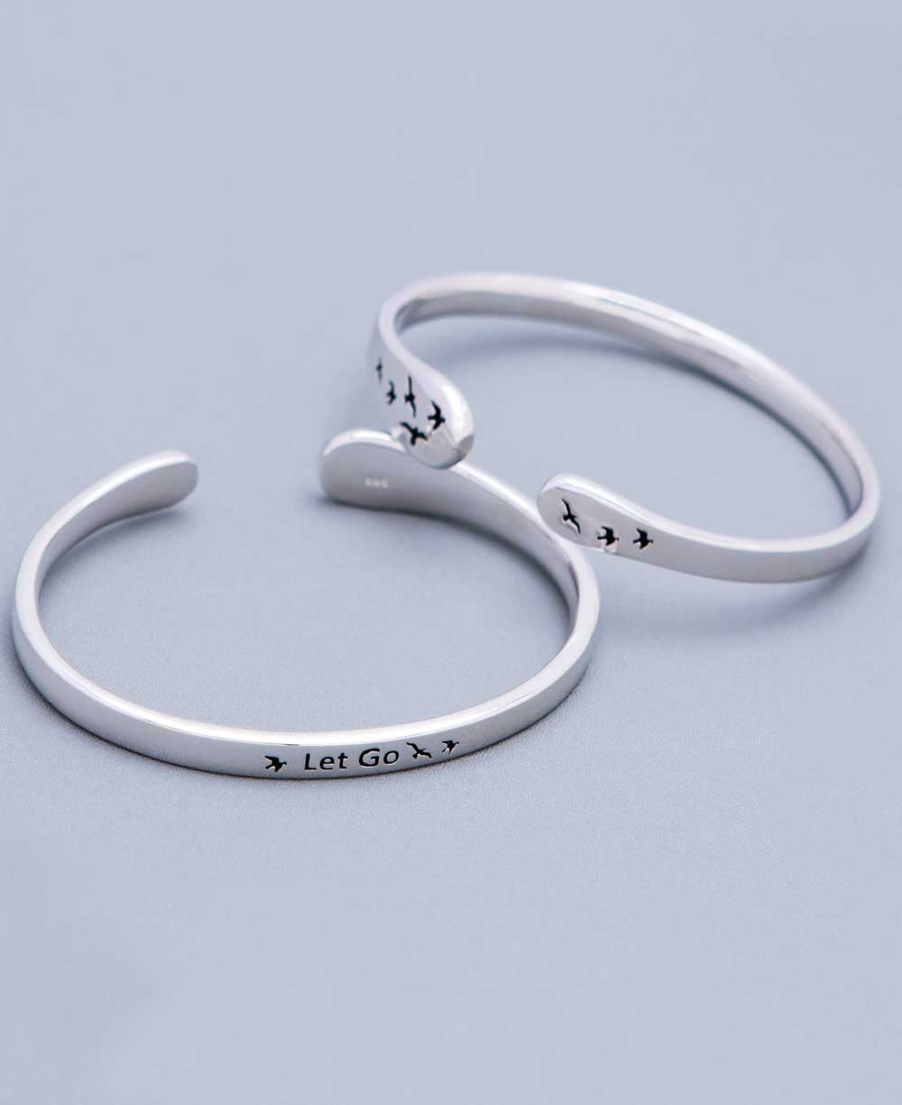 Let Go Sterling Silver Adjustable Mantra Bracelet - Bracelets