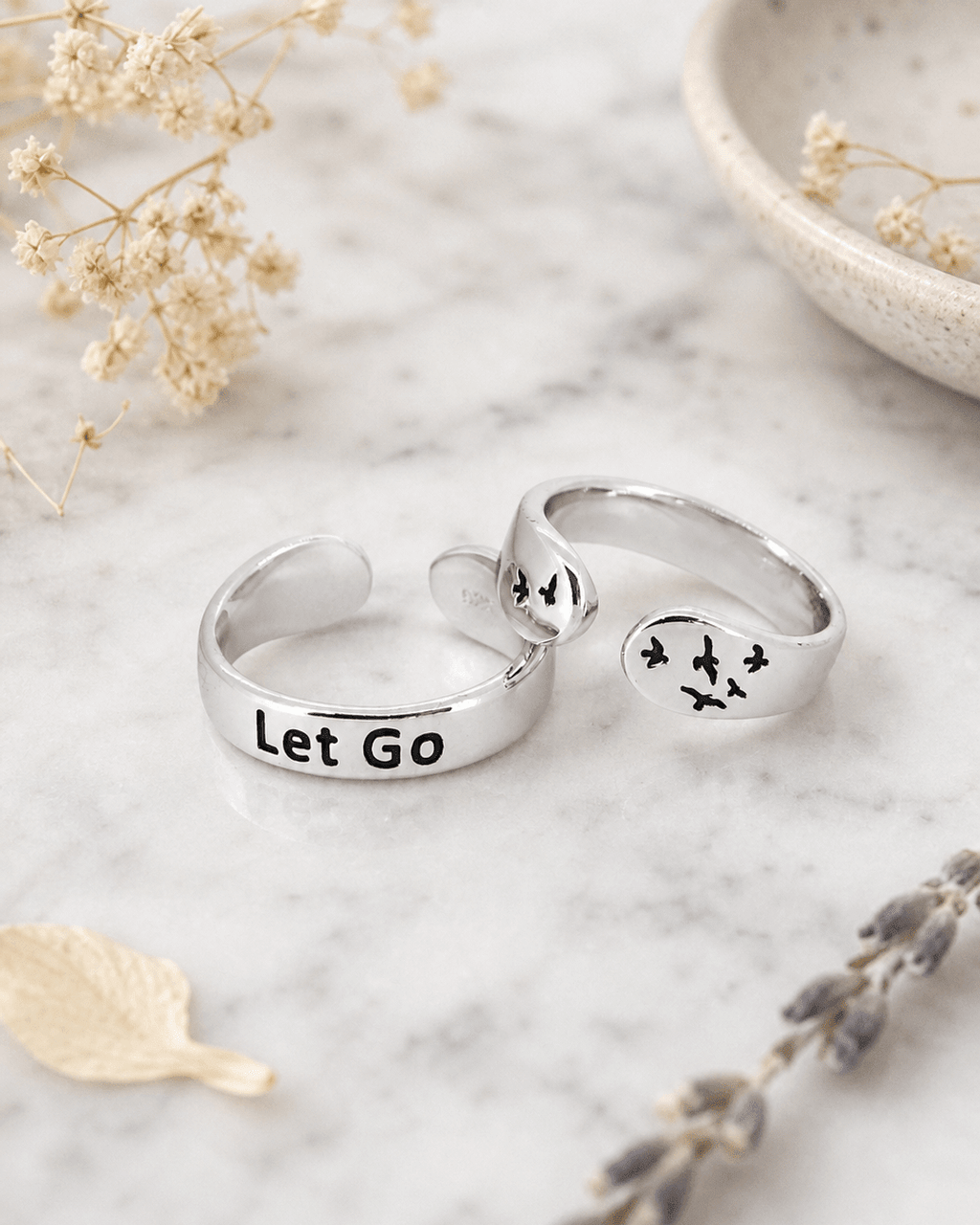 Let Go Sterling Silver Mantra Ring - Rings