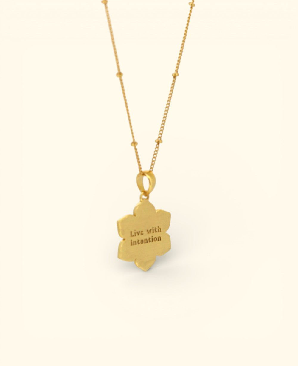 Live with Intention Lotus Necklace – 18K Gold Plated Symbolic Pendant - Necklace