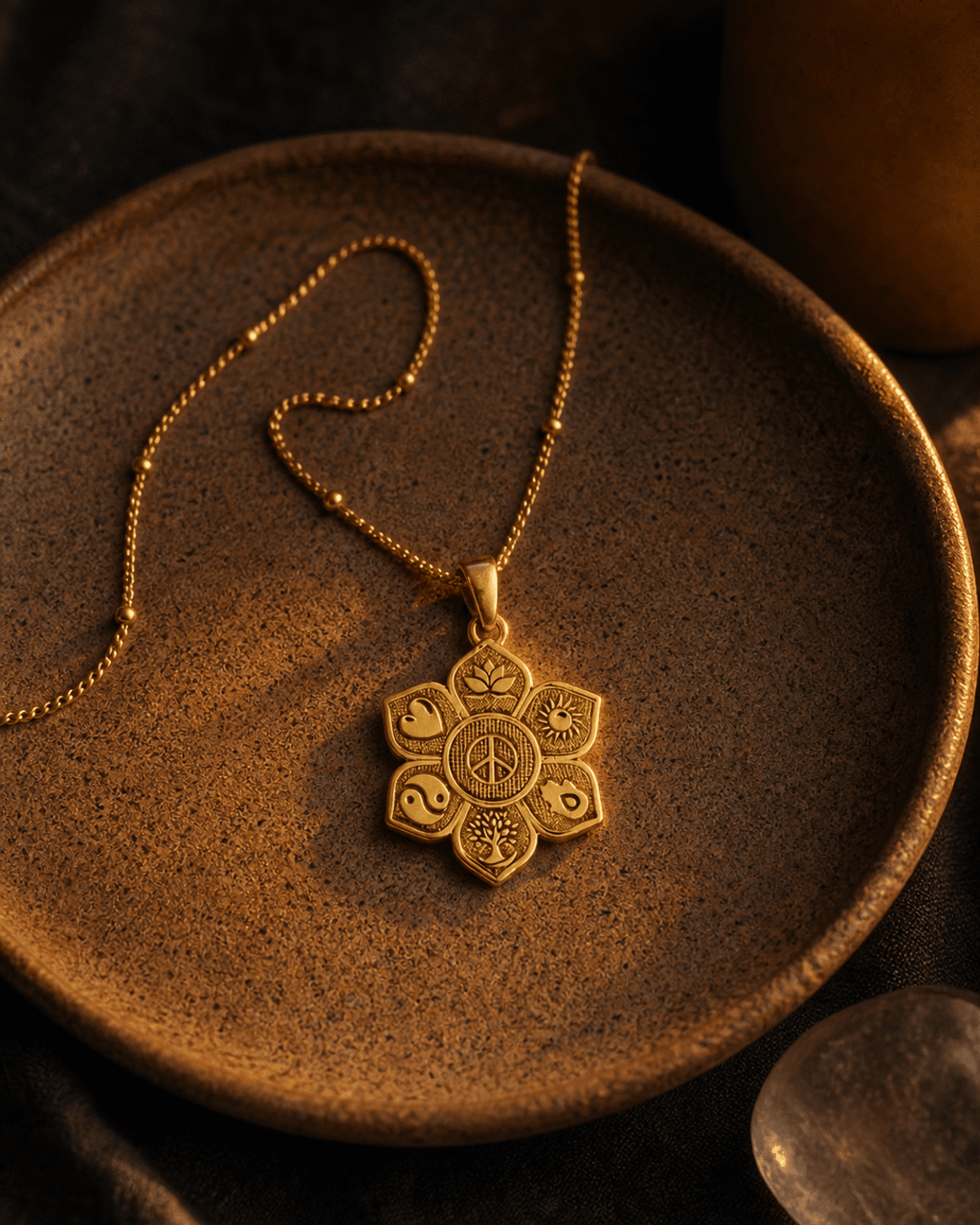 Live with Intention Lotus Necklace – 18K Gold Plated Symbolic Pendant - Necklace