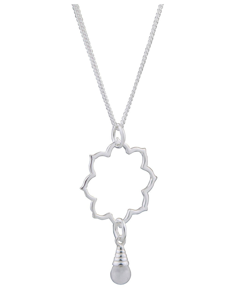 Lotus Gemstone Drop Necklace, Sterling Silver - Necklaces Amethyst